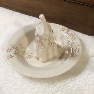 Ceramic elephant ring dish and holder
